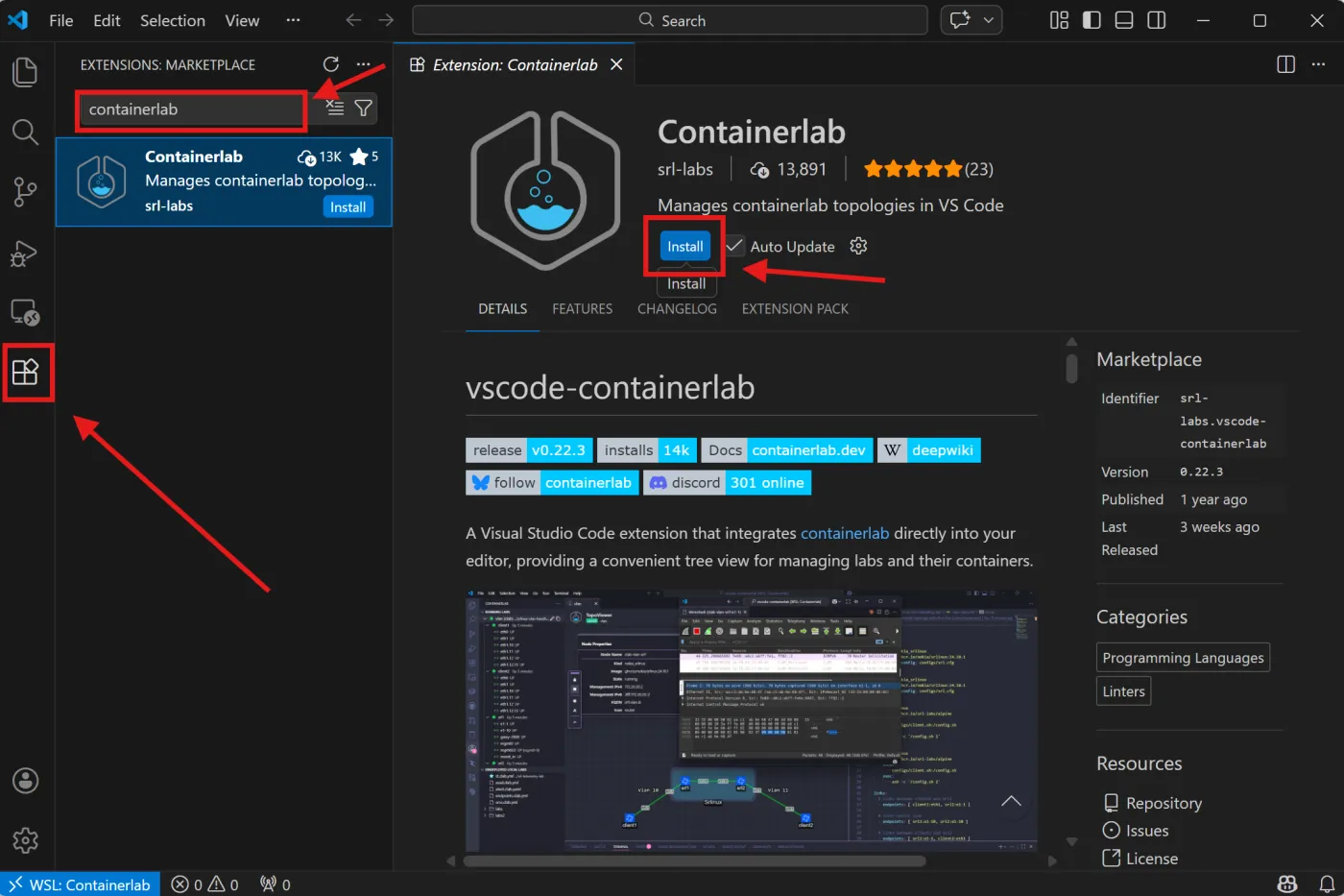 Containerlab VS Code Extension