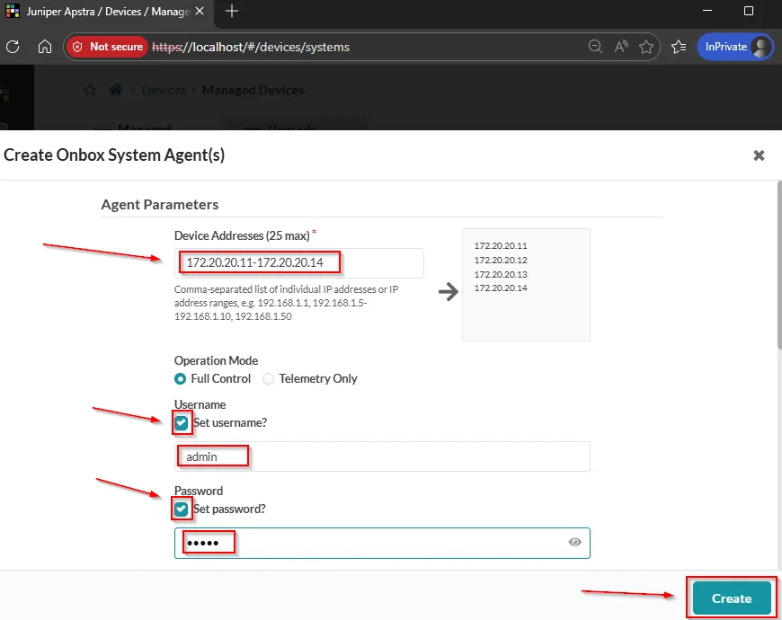 Apstra Create Onbox Agent